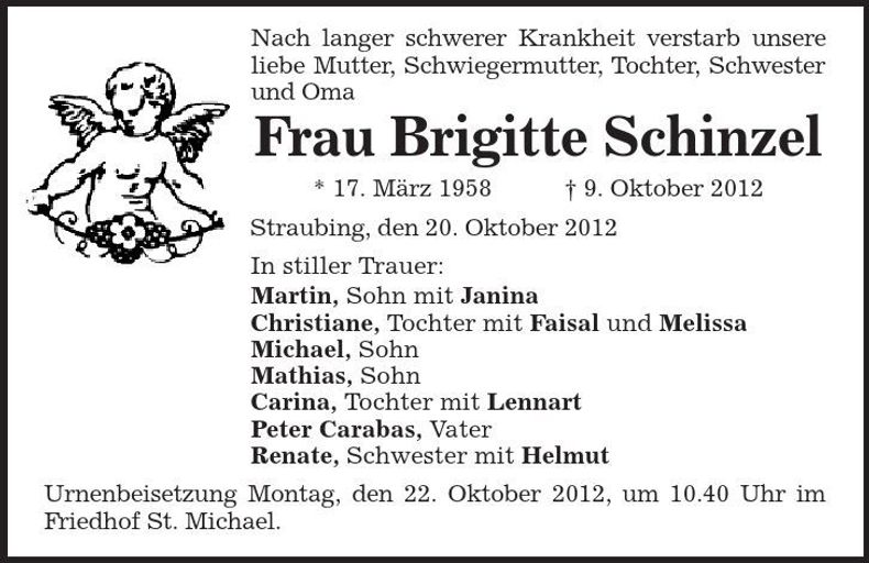 Traueranzeige Brigitte Schinzel