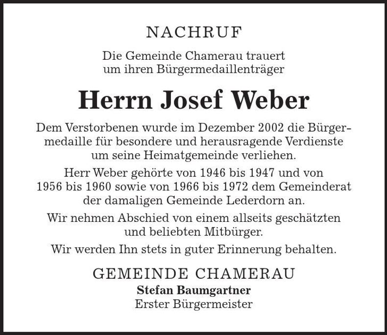 Traueranzeige Josef Weber