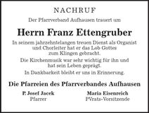 Traueranzeige Franz Ettengruber