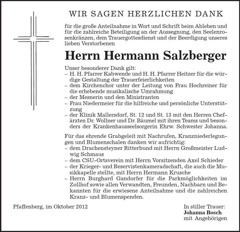 Traueranzeige Hermann Salzberger