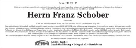 Traueranzeige Franz Schober