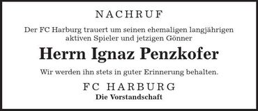 Traueranzeige Ignaz Penzkofer