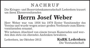 Traueranzeige Josef Weber