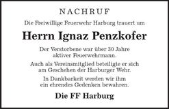 Traueranzeige Ignaz Penzkofer