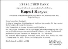 Traueranzeige Rupert Kasper