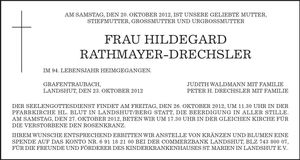 Traueranzeige Hildegard Rathmayer-Drechsler