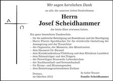Traueranzeige Josef Scheidhammer