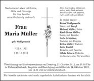 Traueranzeige Maria Müller