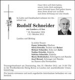 Traueranzeige Rudolf Schneider