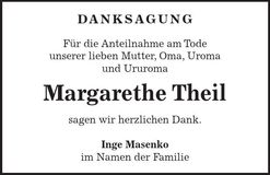 Traueranzeige Margarethe Theil