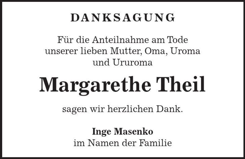 Traueranzeige Margarethe Theil