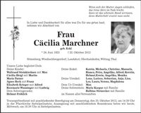 Traueranzeige Cäcilia Marchner