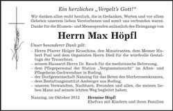 Traueranzeige Max Höpfl