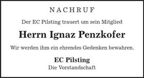 Traueranzeige Ignaz Penzkofer