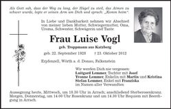 Traueranzeige Luise Vogl