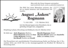 Traueranzeige August Äuken Rogmann
