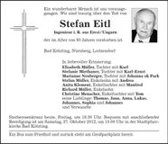 Traueranzeige Stefan Eitl