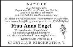Traueranzeige Anna Engel