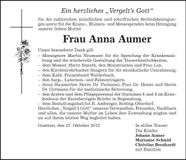 Traueranzeige Anna Aumer