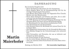 Traueranzeige Martin Maierhofer