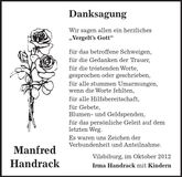 Traueranzeige Manfred Handrack
