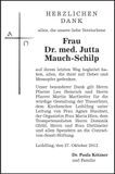 Traueranzeige Jutta Mauch-Schilp