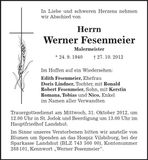 Traueranzeige Werner Fesenmeier