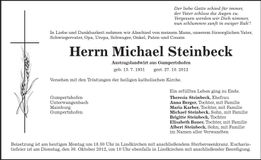 Traueranzeige Michael Steinbeck