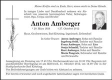 Traueranzeige Anton Amberger