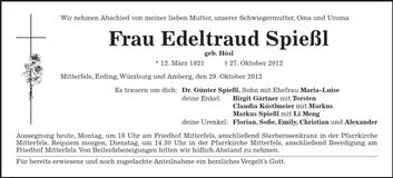 Traueranzeige Edeltraud Spießl