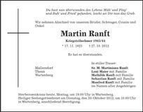 Traueranzeige Martin Ranft