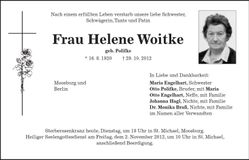 Traueranzeige Helene Woitke