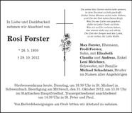 Traueranzeige Rosi Forster