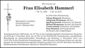 Traueranzeige Elisabeth Hammerl