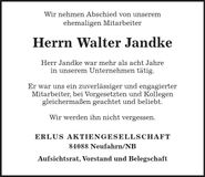 Traueranzeige Walter Jandke