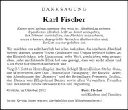 Traueranzeige Karl Fischer