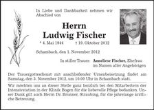 Traueranzeige Ludwig Fischer