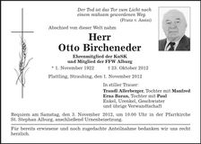 Traueranzeige Otto Bircheneder