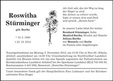 Traueranzeige Roswitha Stürminger