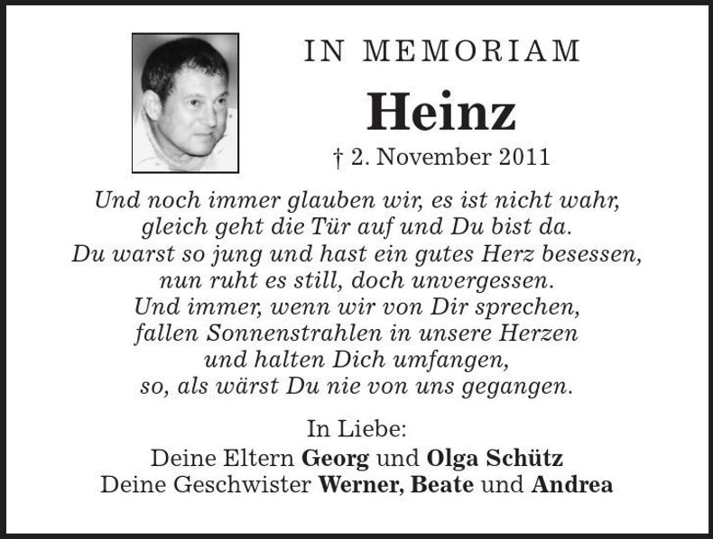 Traueranzeige Heinz 