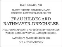 Traueranzeige Hildegard Rathmayer-Drechsler