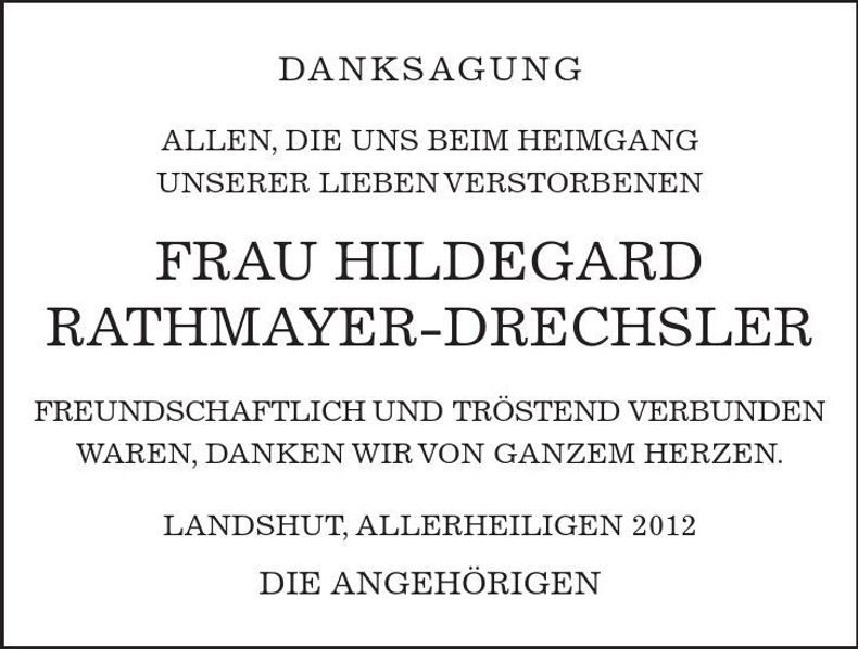 Traueranzeige Hildegard Rathmayer-Drechsler