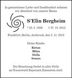 Traueranzeige ¿Selin Bergheim