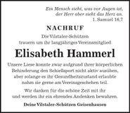 Traueranzeige Elisabeth Hammerl
