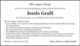 Traueranzeige Josefa Graßl