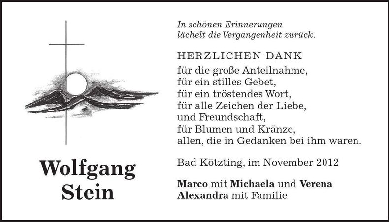 Traueranzeige Wolfgang Stein