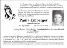 Traueranzeige Paula Emberger