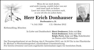 Traueranzeige Erich Donhauser