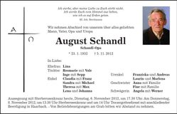 Traueranzeige August Schandl