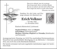Traueranzeige Erich Volkner